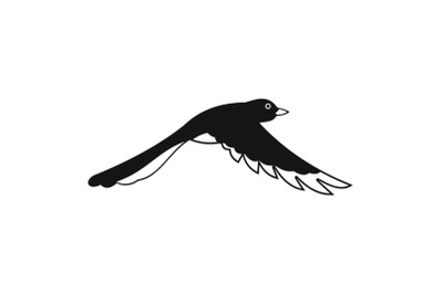 Flying magpie icon, simple style