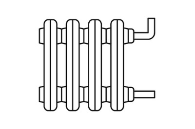 Old home radiator icon, outline style