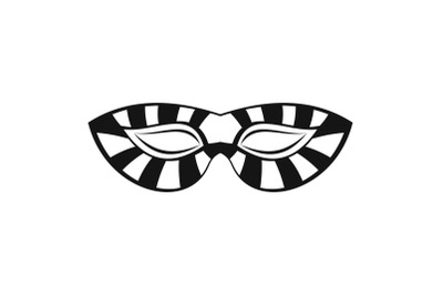 Stripped carnival mask icon, simple style