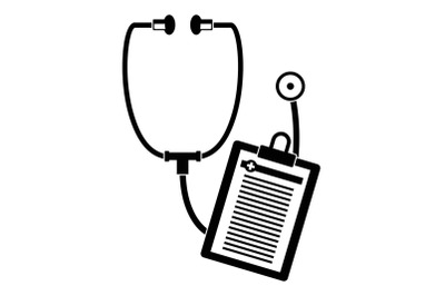 Stethoscope, medical card icon, simple style