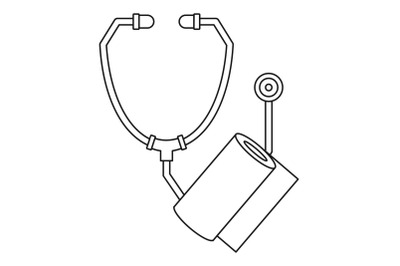 Stethoscope, bandage icon, outline style