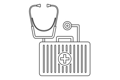 Stethoscope, first aid kit icon, outline style