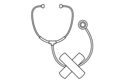 Stethoscope cross bandage icon, outline style