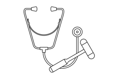 Stethoscope hammer icon, outline style