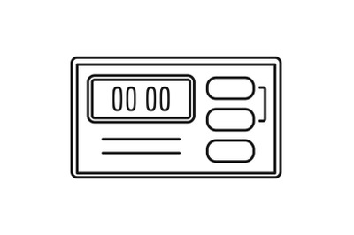 Retro digital clock icon, outline style