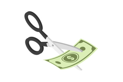 Cut money icon, isometric style