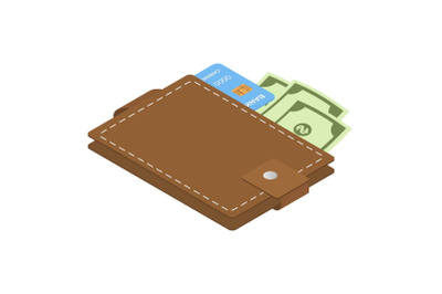 Wallet icon, isometric style