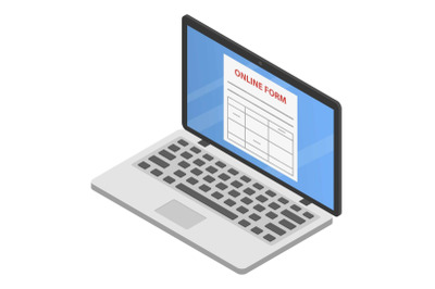 Online form icon, isometric style