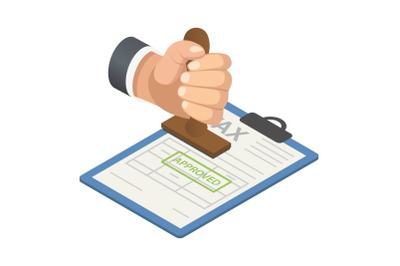 Tax approved icon, isometric style