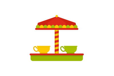 Tea cup carousel icon, flat style