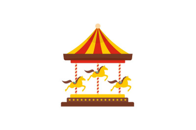 Horse carousel icon, flat style