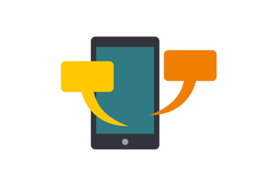 Smartphone chat icon, flat style