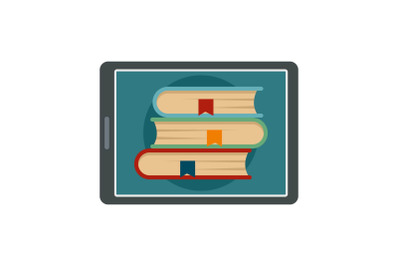 Electronic book icon, flat style