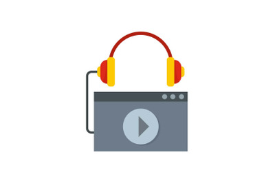 Play audio file icon, flat style