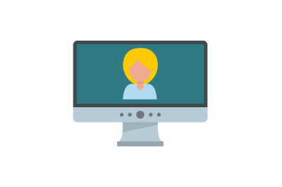 Video conference icon, flat style