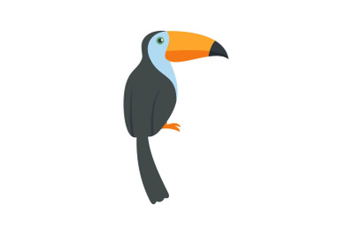 Exotic toucan icon, flat style