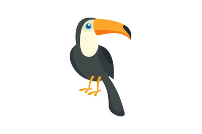 Toucan bird icon, flat style