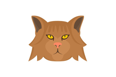 Fashion head cat icon, flat style