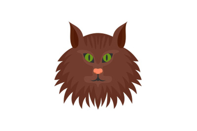 Cat head icon, flat style