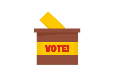Wood vote box icon, flat style