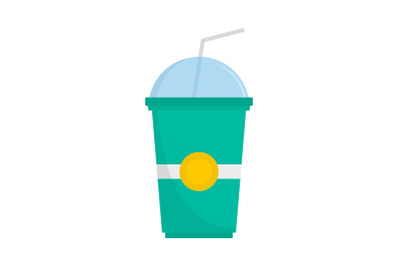 Green kiwi smoothie icon, flat style