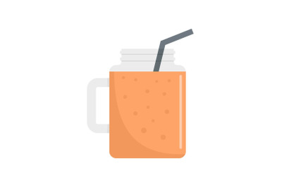 Peach smoothie icon, flat style
