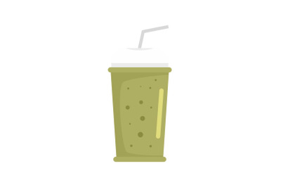 Banana kiwi smoothie icon, flat style
