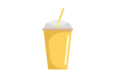 Banana smoothie icon, flat style