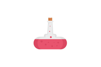 Red boiling potion icon, flat style