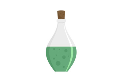 Potion elixir bottle icon, flat style