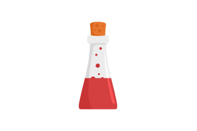 Chemistry potion flask icon, flat style