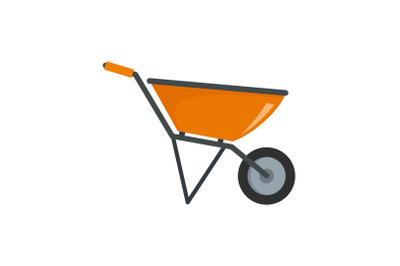 Construction wheelbarrow icon, flat style