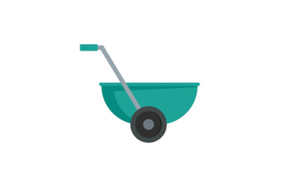 Small wheelbarrow icon, flat style