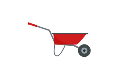 Farming wheelbarrow icon, flat style