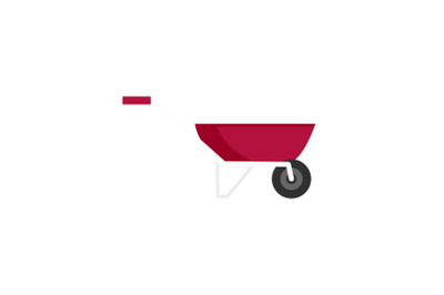 One wheel barrow icon, flat style