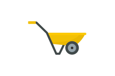 Hand truck with one wheel icon, flat style