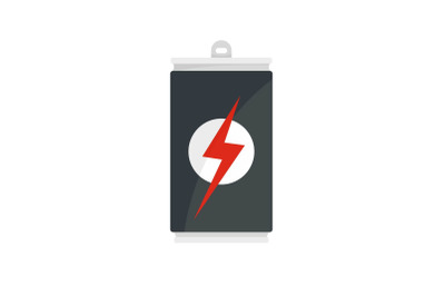 Energy drink can icon, flat style