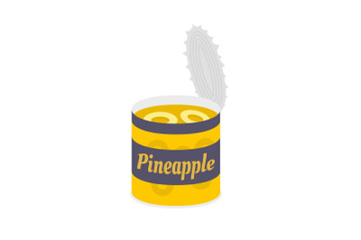 Pineapple tin can icon, flat style