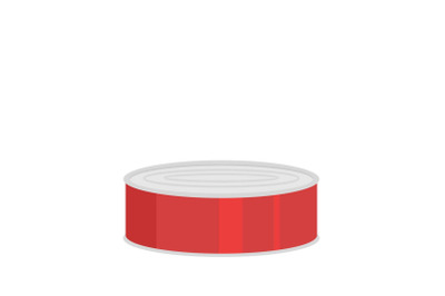 Fish in tomato tin can icon, flat style