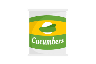 Cucumbers tin can icon, flat style