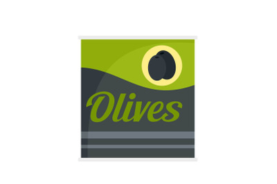 Olives can icon, flat style