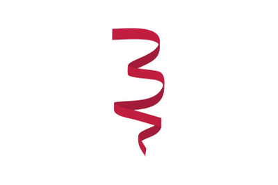 Red curl ribbon icon, flat style