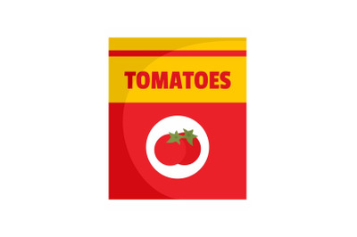 Tomatoes can icon, flat style