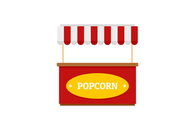 Popcorn street shop icon, flat style