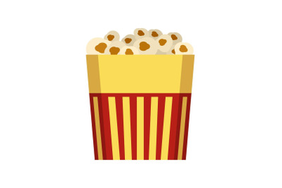 Paper popcorn box icon, flat style