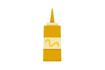 Mustard plastic bottle icon, flat style