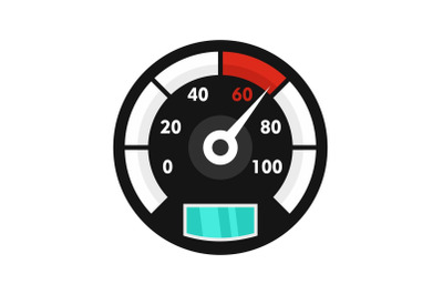 Motor bike speedometer icon, flat style