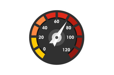 Car speedometer icon, flat style