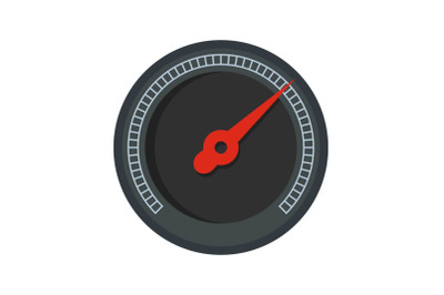 Black speedometer icon, flat style