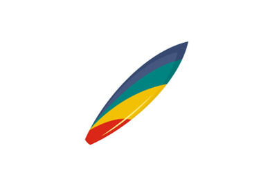 Colorful surfboard icon, flat style